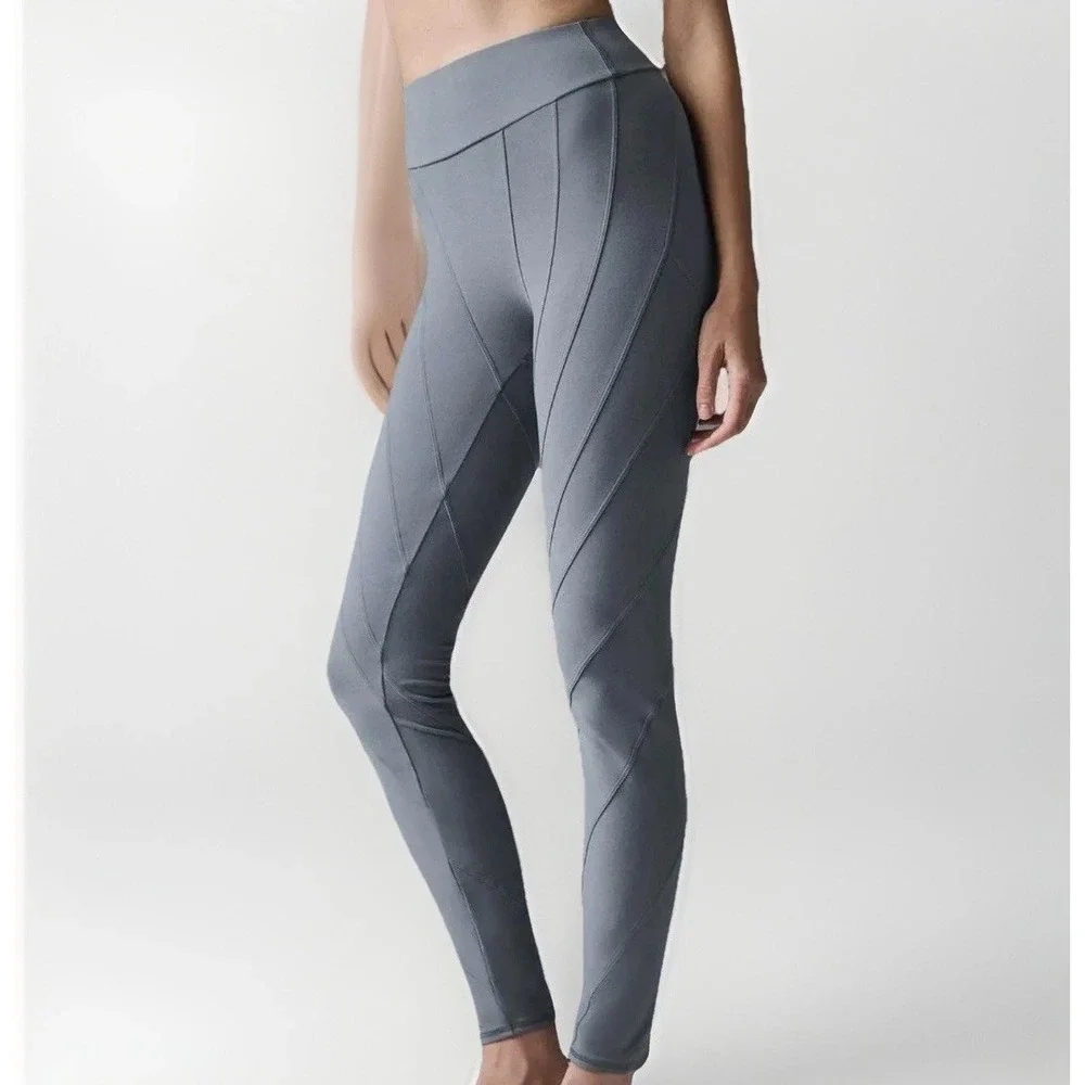 ALO YOGA  Soft High-Waist Sunray Leggings Steel Grey Size S Yoga Pilates Gym Run